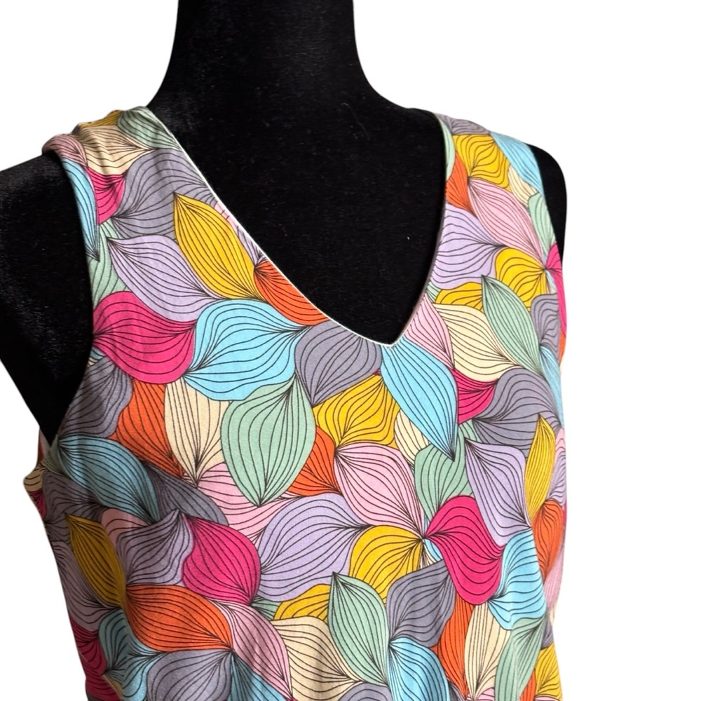 🔴Parsley & Sage Multicolor VNeck Sleeveless Asymmetrical Hem Shift Dress Large - Picture 4 of 12